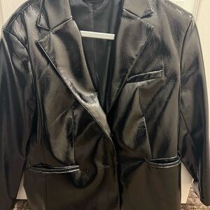 Black Faux Leather Women's Jacket